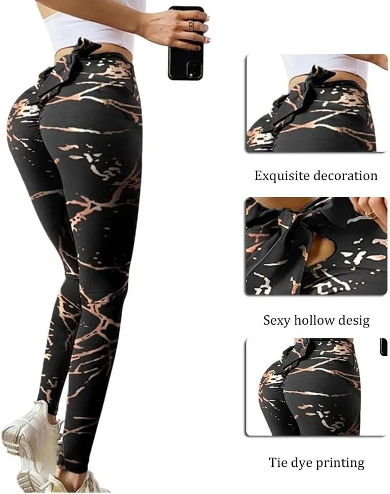 Women's Seamless High Waist Fitness Yoga Pants, Bowknot Design Tight Hip Lifting Stretch Leggings