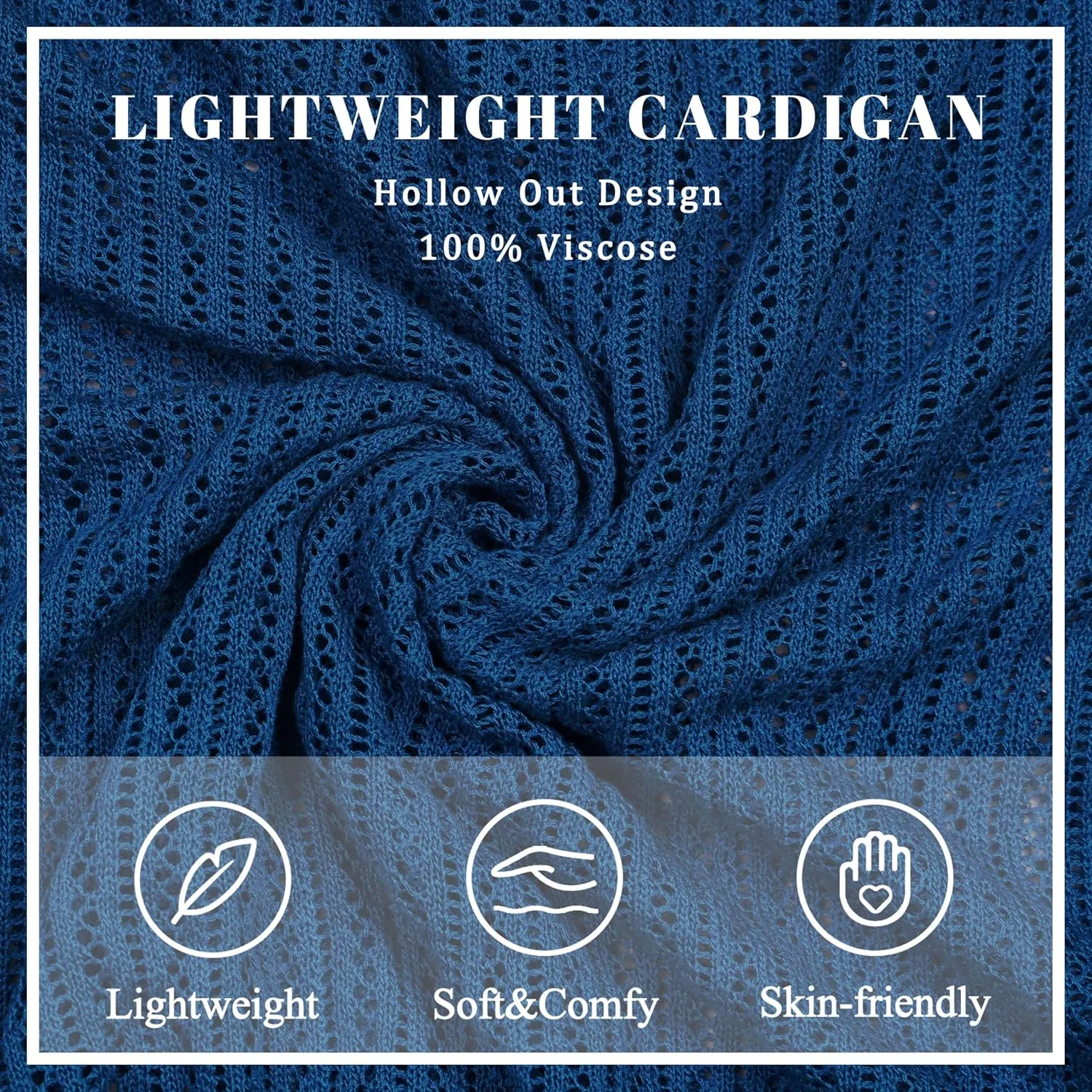 Women's Short Sleeve Summer Hollow Out Crew Neck Button Down Cardigan Sweater