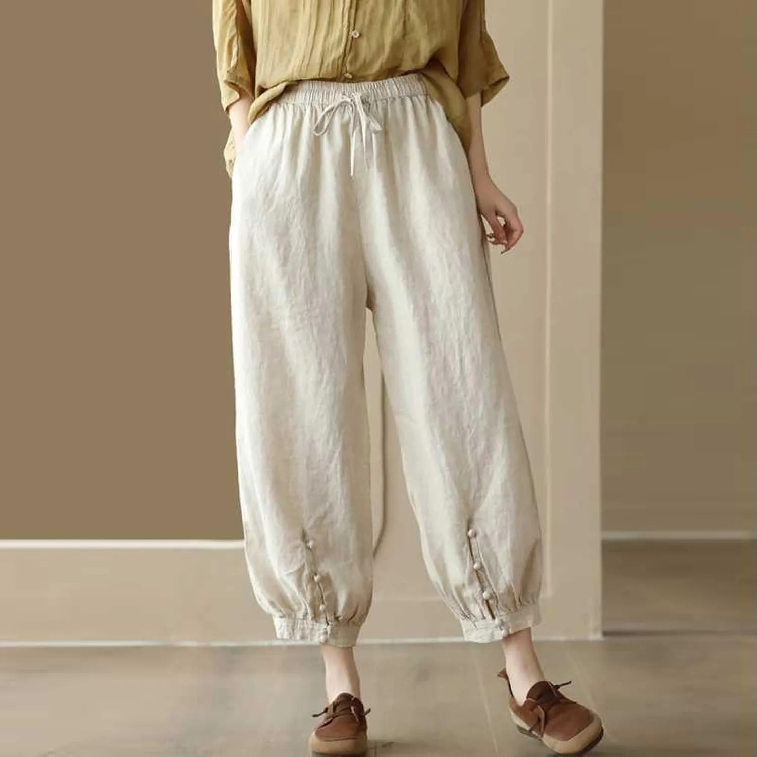Womens Sweatpants, Trendy Casual Pants Linen Peasant Straight Leg Lounge Women Striped