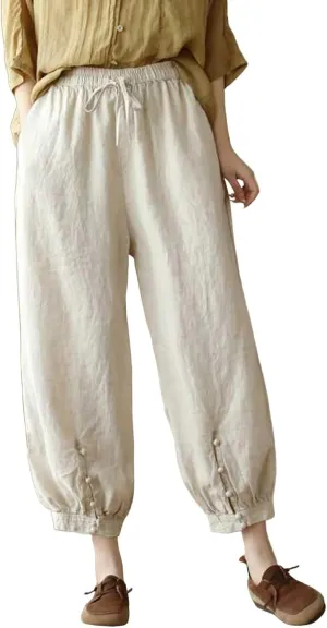 Womens Sweatpants, Trendy Casual Pants Linen Peasant Straight Leg Lounge Women Striped