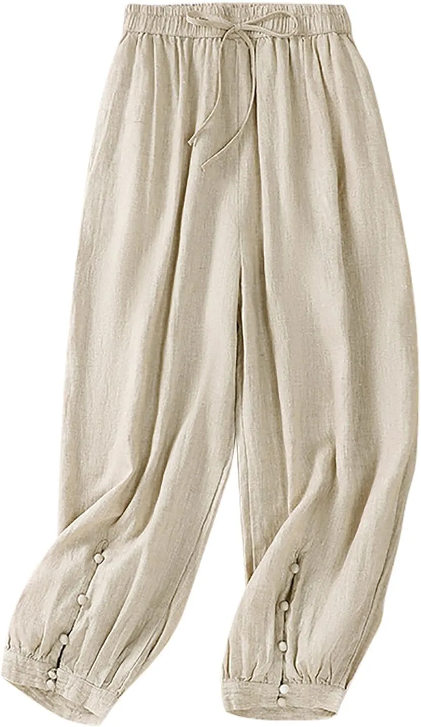Womens Sweatpants, Trendy Casual Pants Linen Peasant Straight Leg Lounge Women Striped