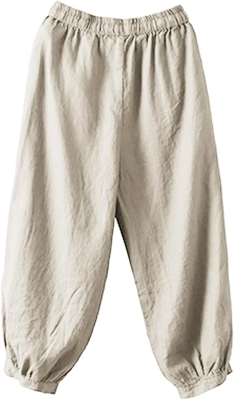 Womens Sweatpants, Trendy Casual Pants Linen Peasant Straight Leg Lounge Women Striped