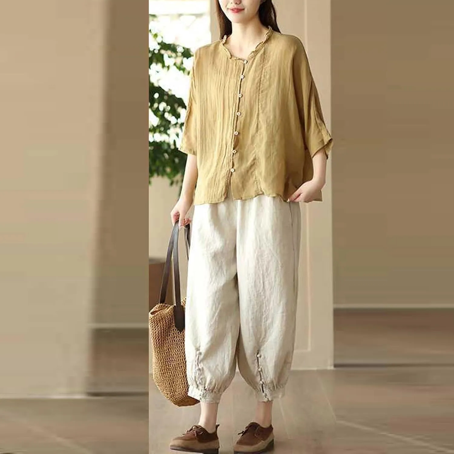 Womens Sweatpants, Trendy Casual Pants Linen Peasant Straight Leg Lounge Women Striped