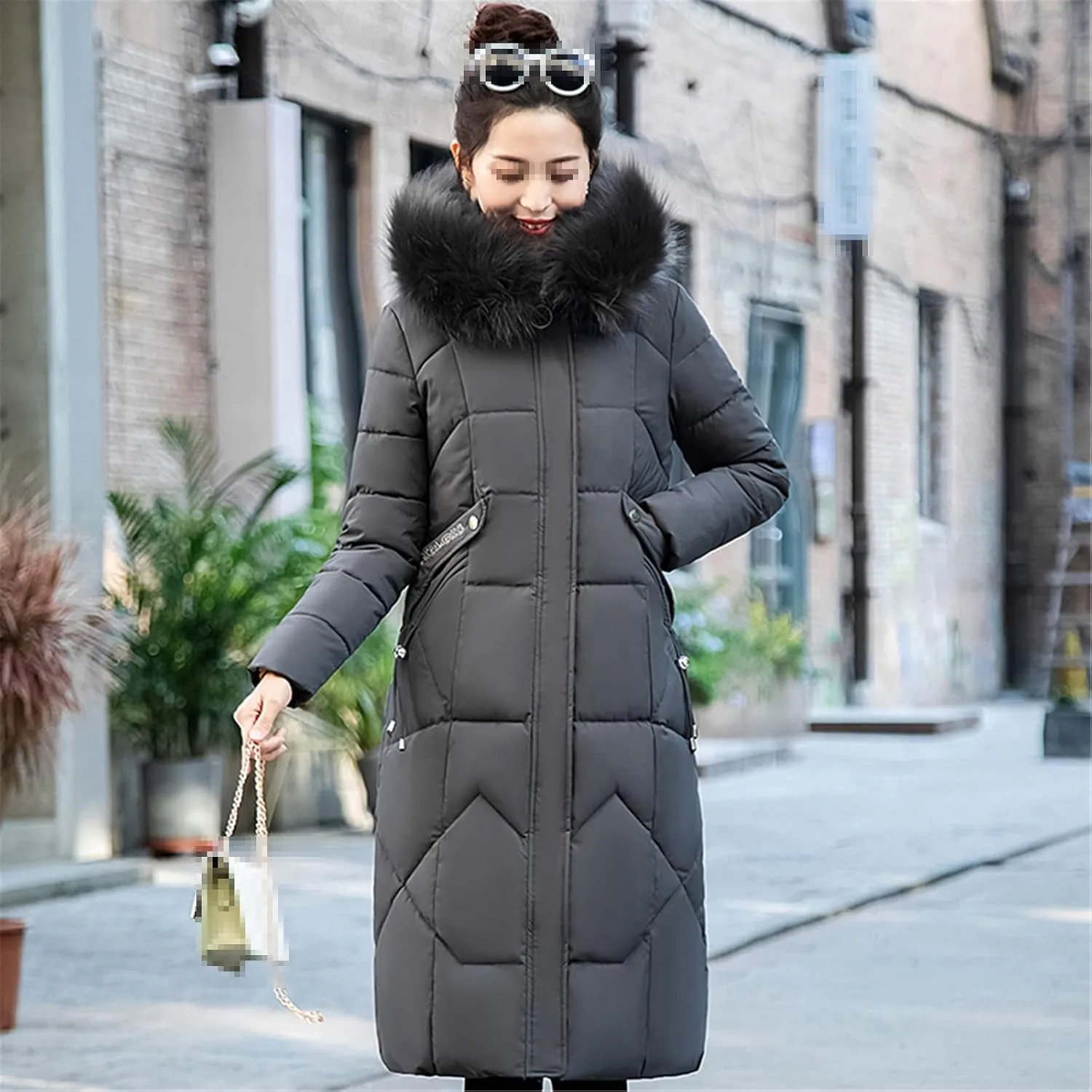 Women's Winter Jacket Long Solid Female Coat Hooded Slim With Fur Collar Thick Oversized Cotton Padded Casual Parkas