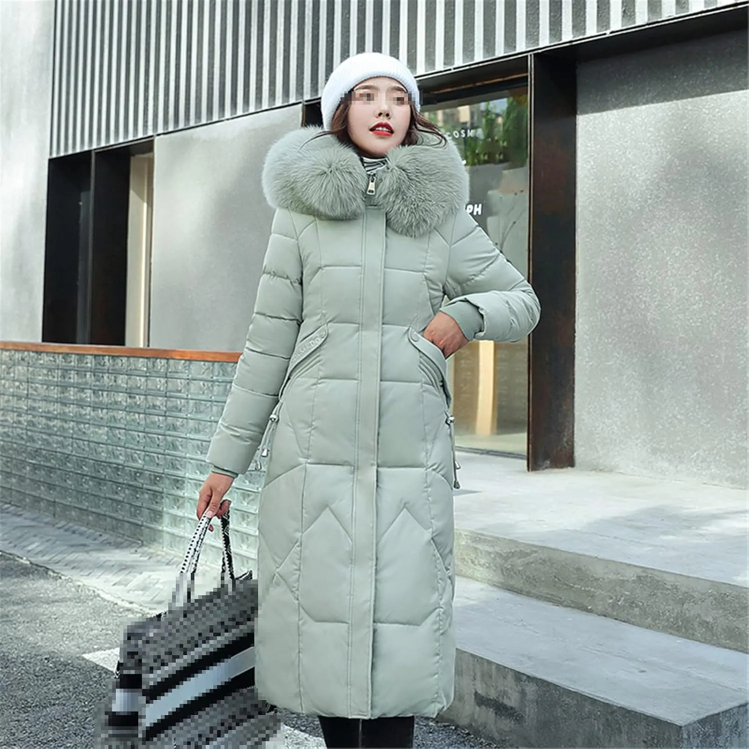 Women's Winter Jacket Long Solid Female Coat Hooded Slim With Fur Collar Thick Oversized Cotton Padded Casual Parkas