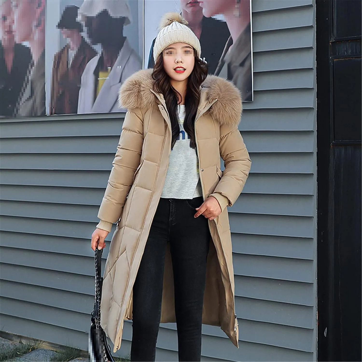 Women's Winter Jacket Long Solid Female Coat Hooded Slim With Fur Collar Thick Oversized Cotton Padded Casual Parkas