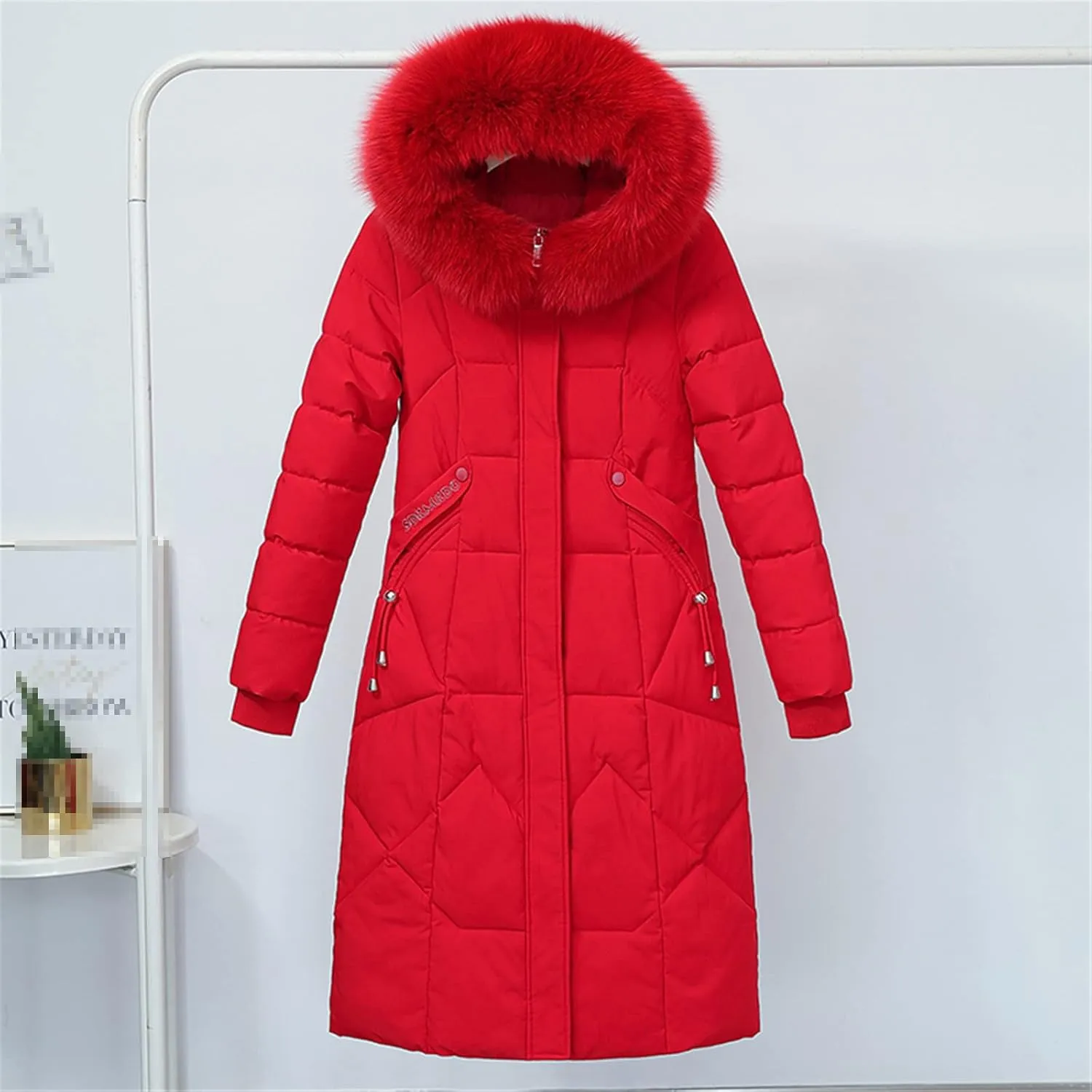 Women's Winter Jacket Long Solid Female Coat Hooded Slim With Fur Collar Thick Oversized Cotton Padded Casual Parkas