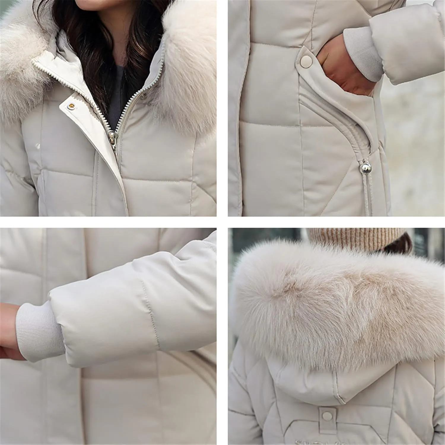 Women's Winter Jacket Long Solid Female Coat Hooded Slim With Fur Collar Thick Oversized Cotton Padded Casual Parkas