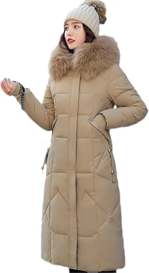 Women's Winter Jacket Long Solid Female Coat Hooded Slim With Fur Collar Thick Oversized Cotton Padded Casual Parkas