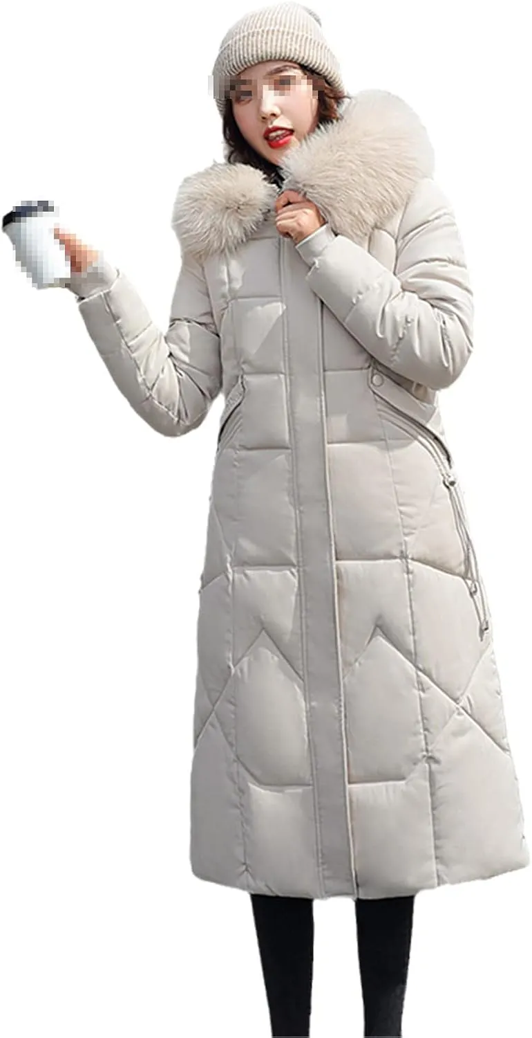 Women's Winter Jacket Long Solid Female Coat Hooded Slim With Fur Collar Thick Oversized Cotton Padded Casual Parkas