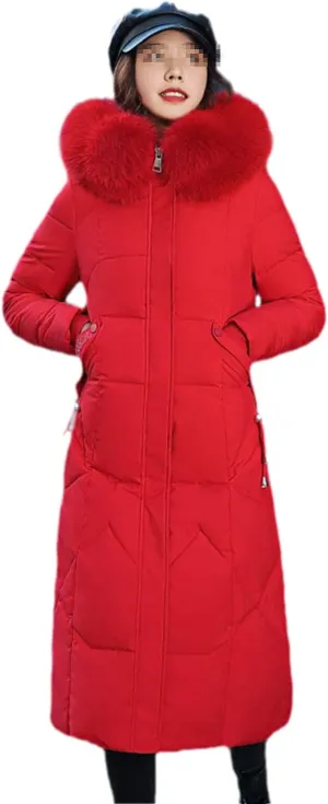 Women's Winter Jacket Long Solid Female Coat Hooded Slim With Fur Collar Thick Oversized Cotton Padded Casual Parkas