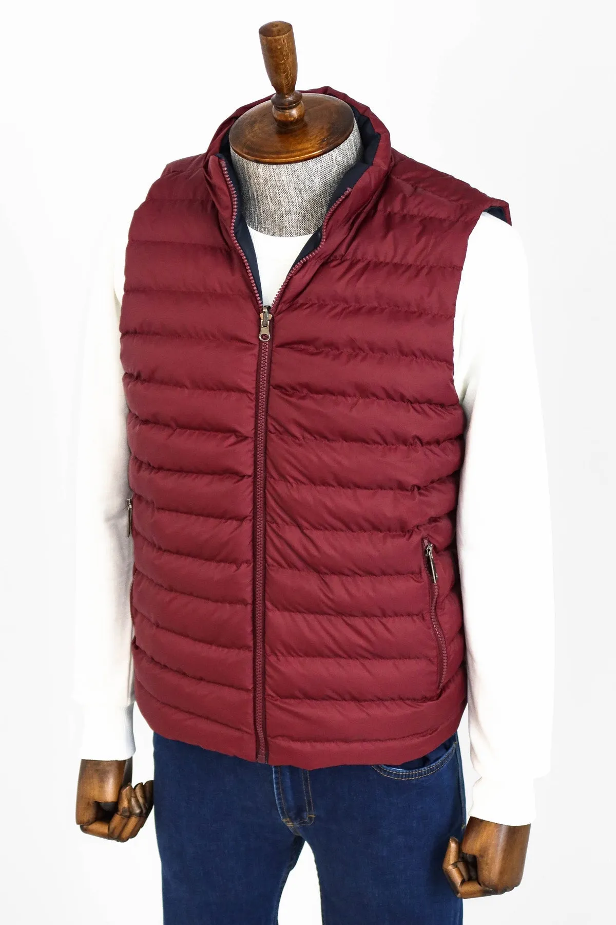 WSS Reversible Puffer Burgundy Men Down Vest  - Singen