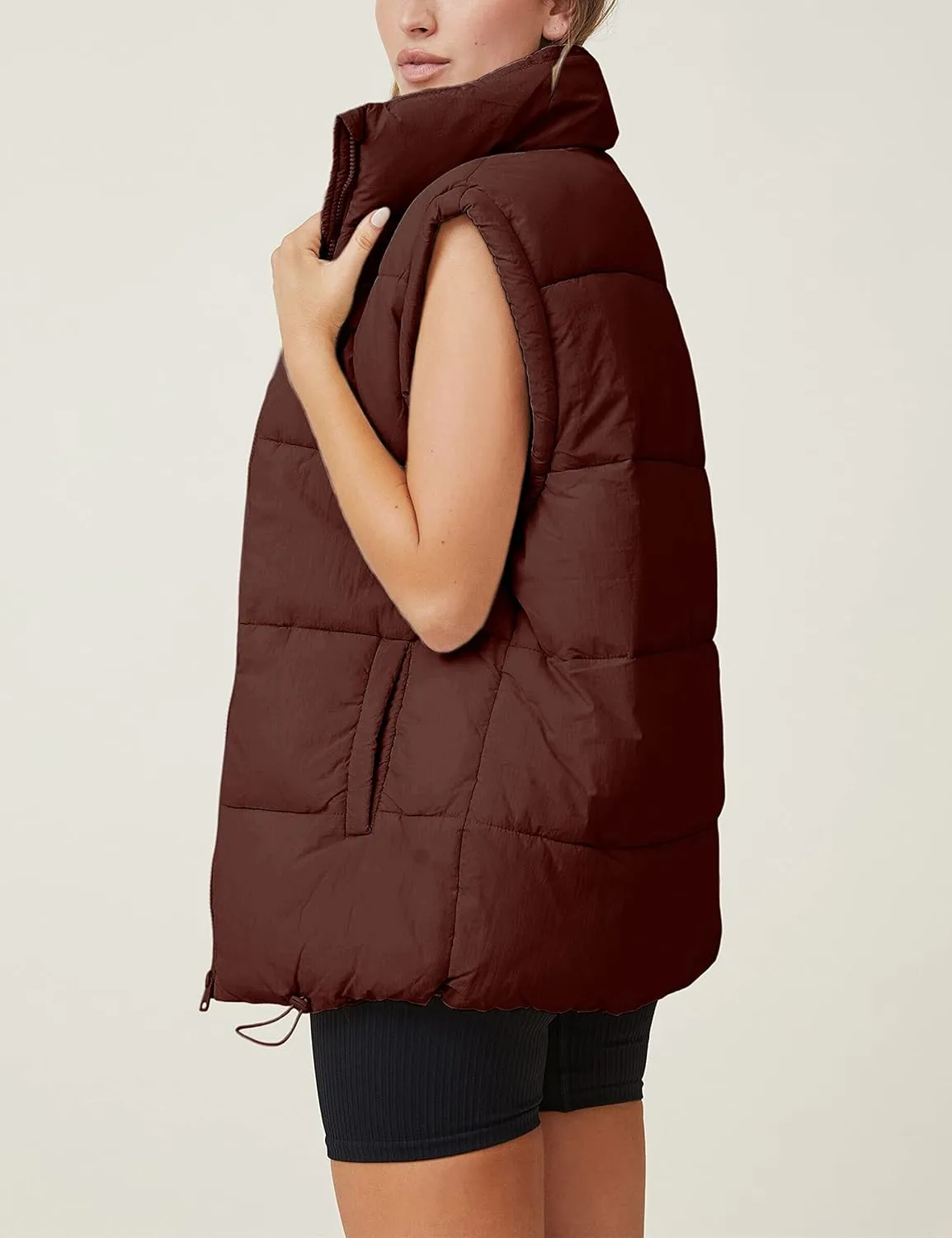 Xiaoxuemeng Womens Puffer Vest Collared Sleeveless Zip Up Padded Gilet Jacket Outwear