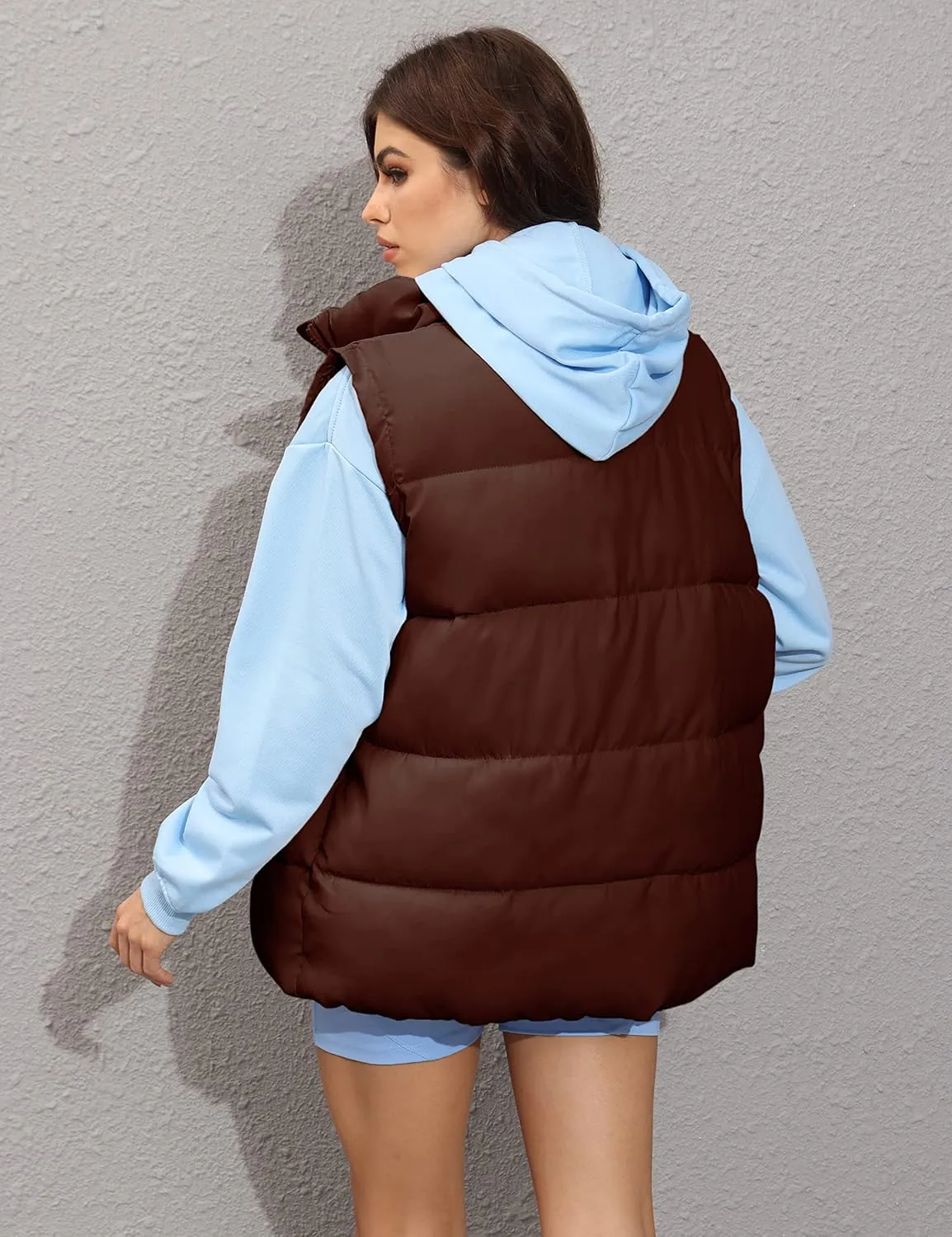 Xiaoxuemeng Womens Puffer Vest Collared Sleeveless Zip Up Padded Gilet Jacket Outwear