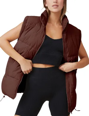 Xiaoxuemeng Womens Puffer Vest Collared Sleeveless Zip Up Padded Gilet Jacket Outwear