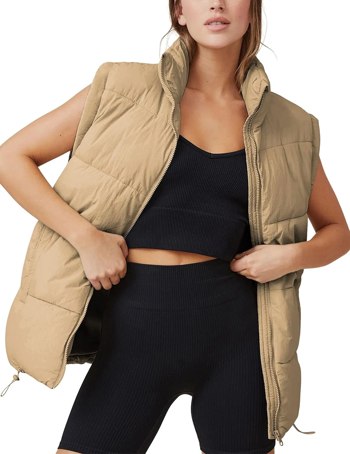 Xiaoxuemeng Womens Puffer Vest Collared Sleeveless Zip Up Padded Gilet Jacket Outwear