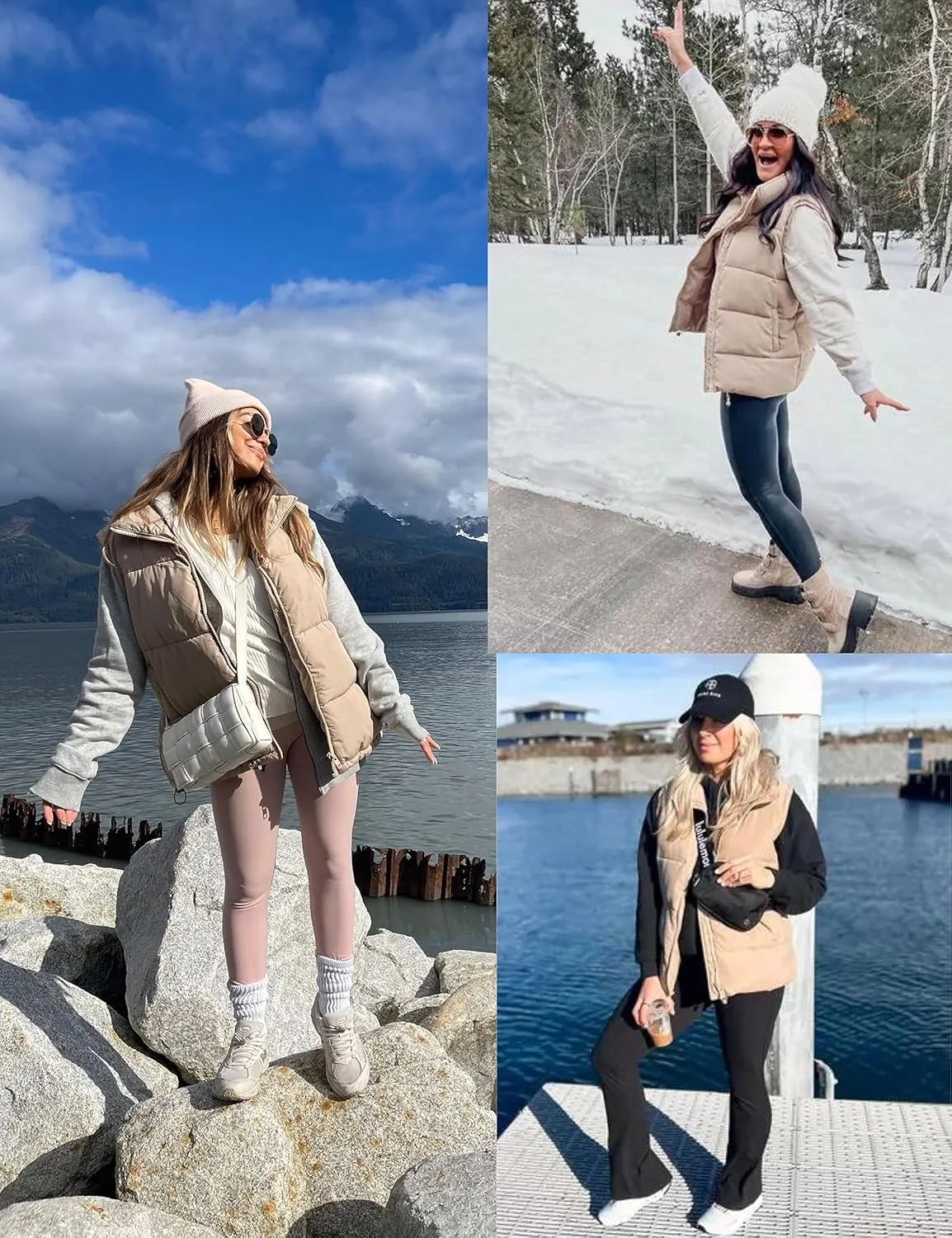 Xiaoxuemeng Womens Puffer Vest Collared Sleeveless Zip Up Padded Gilet Jacket Outwear