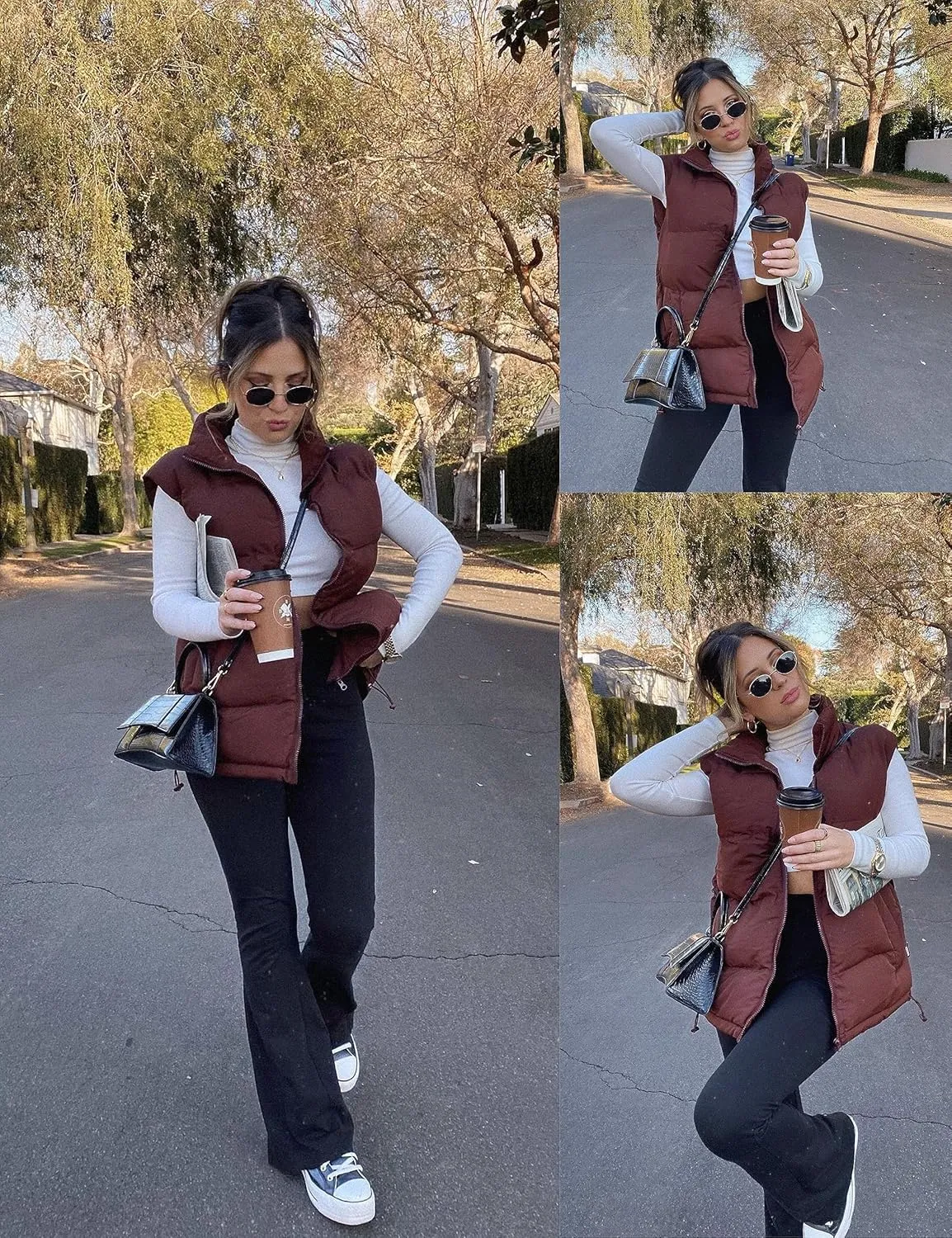 Xiaoxuemeng Womens Puffer Vest Collared Sleeveless Zip Up Padded Gilet Jacket Outwear