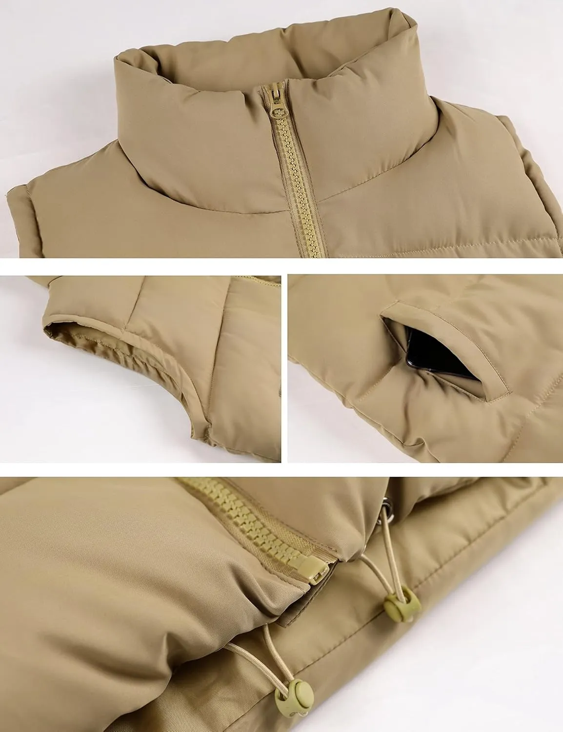 Xiaoxuemeng Womens Puffer Vest Collared Sleeveless Zip Up Padded Gilet Jacket Outwear