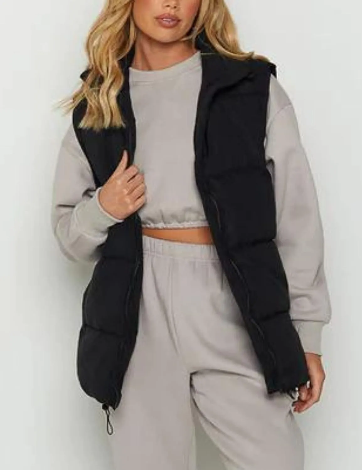 Xiaoxuemeng Womens Puffer Vest Collared Sleeveless Zip Up Padded Gilet Jacket Outwear