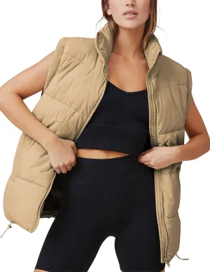 Xiaoxuemeng Womens Puffer Vest Collared Sleeveless Zip Up Padded Gilet Jacket Outwear
