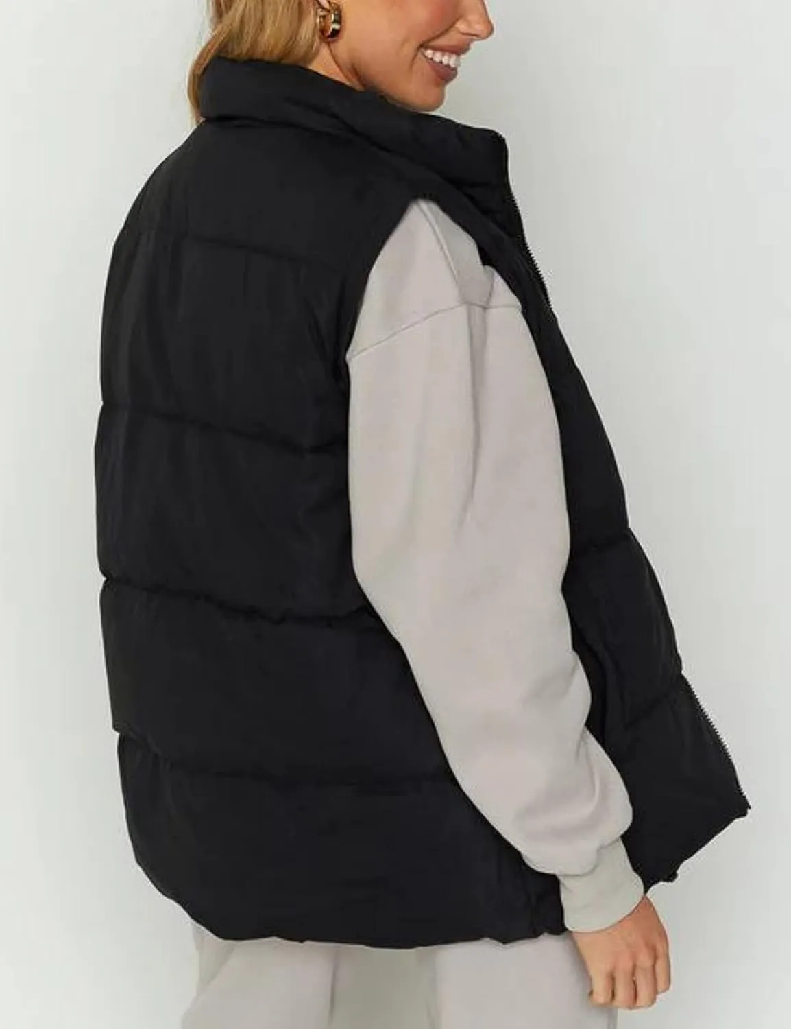 Xiaoxuemeng Womens Puffer Vest Collared Sleeveless Zip Up Padded Gilet Jacket Outwear