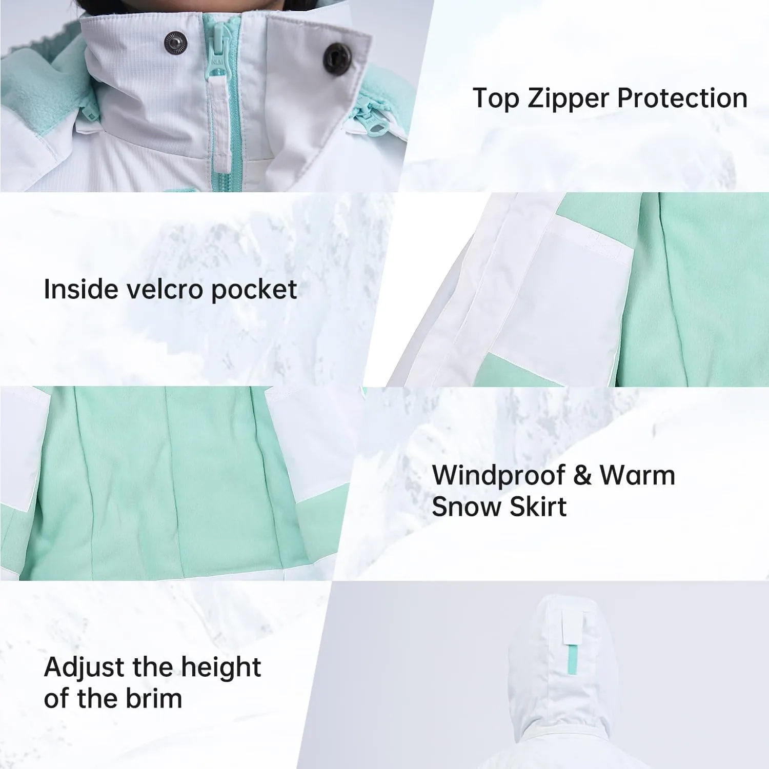 YINGJIELIDE Girl's Waterproof Ski Jacket,Kids Outdoor Snowboarding windproof Jacket,Fleece Lined Hooded,Warm Winter Snow Coat