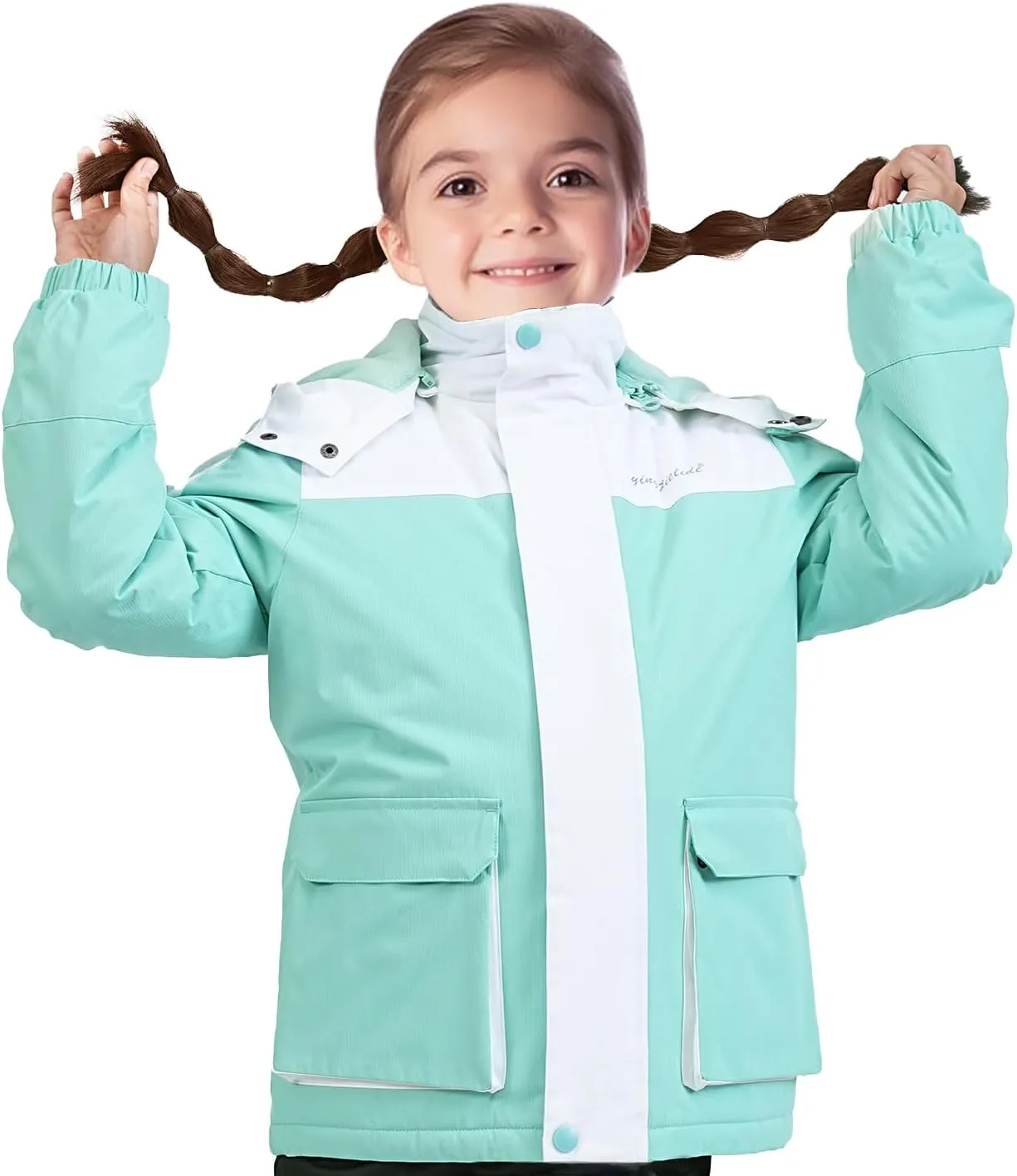 YINGJIELIDE Girl's Waterproof Ski Jacket,Kids Outdoor Snowboarding windproof Jacket,Fleece Lined Hooded,Warm Winter Snow Coat