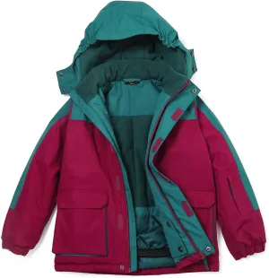 YINGJIELIDE Girl's Waterproof Ski Jacket,Kids Outdoor Snowboarding windproof Jacket,Fleece Lined Hooded,Warm Winter Snow Coat