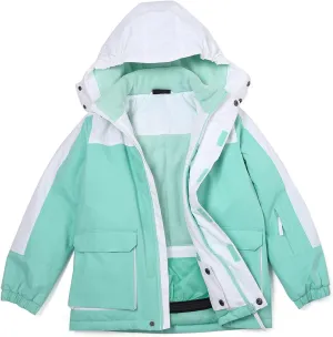 YINGJIELIDE Girl's Waterproof Ski Jacket,Kids Outdoor Snowboarding windproof Jacket,Fleece Lined Hooded,Warm Winter Snow Coat