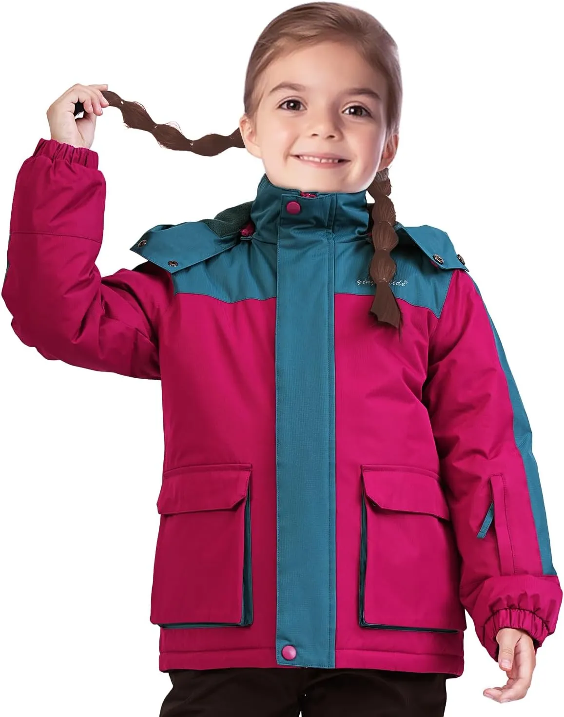 YINGJIELIDE Girl's Waterproof Ski Jacket,Kids Outdoor Snowboarding windproof Jacket,Fleece Lined Hooded,Warm Winter Snow Coat
