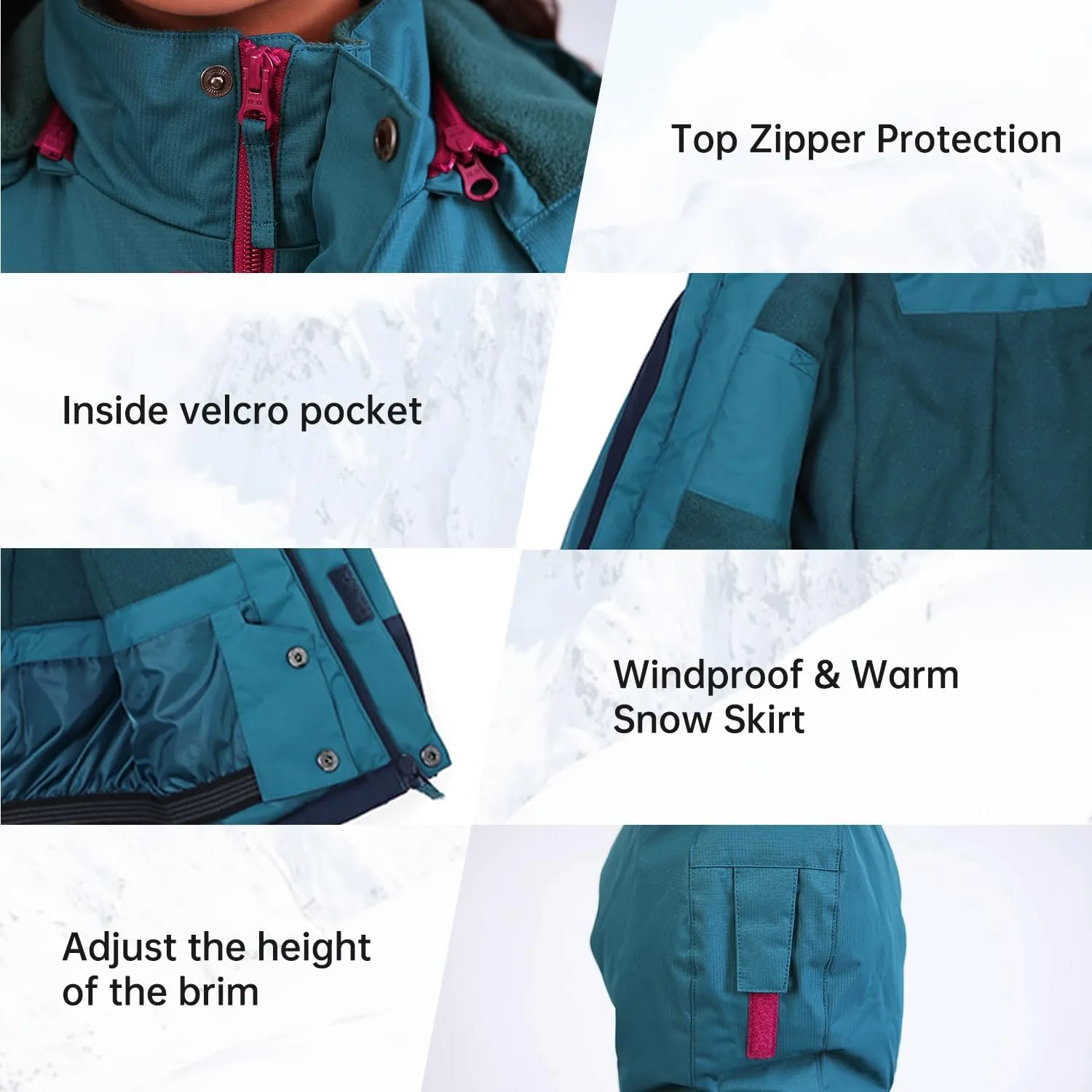 YINGJIELIDE Girl's Waterproof Ski Jacket,Kids Outdoor Snowboarding windproof Jacket,Fleece Lined Hooded,Warm Winter Snow Coat