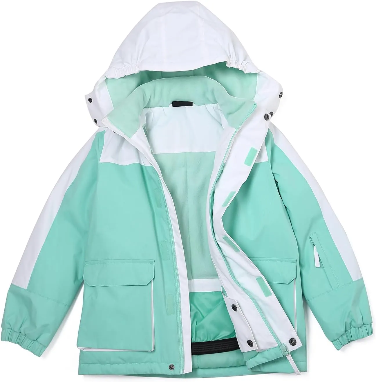 YINGJIELIDE Girl's Waterproof Ski Jacket,Kids Outdoor Snowboarding windproof Jacket,Fleece Lined Hooded,Warm Winter Snow Coat