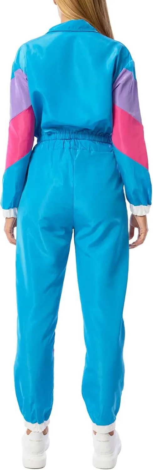 Yisfri Womens Color Block 2 Piece Windbreaker Outfits Long Sleeve Zip Front Crop Top Tracksuit Set