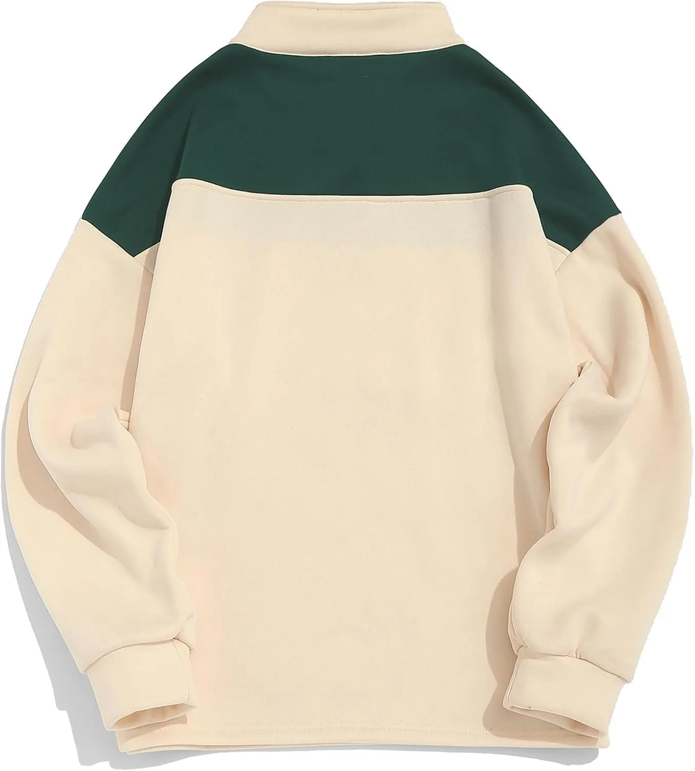 ZAFUL Men's Letters Embroidered Raglan Sleeve Quarter Zip Fleece Vintage Pullover Sweatshirt