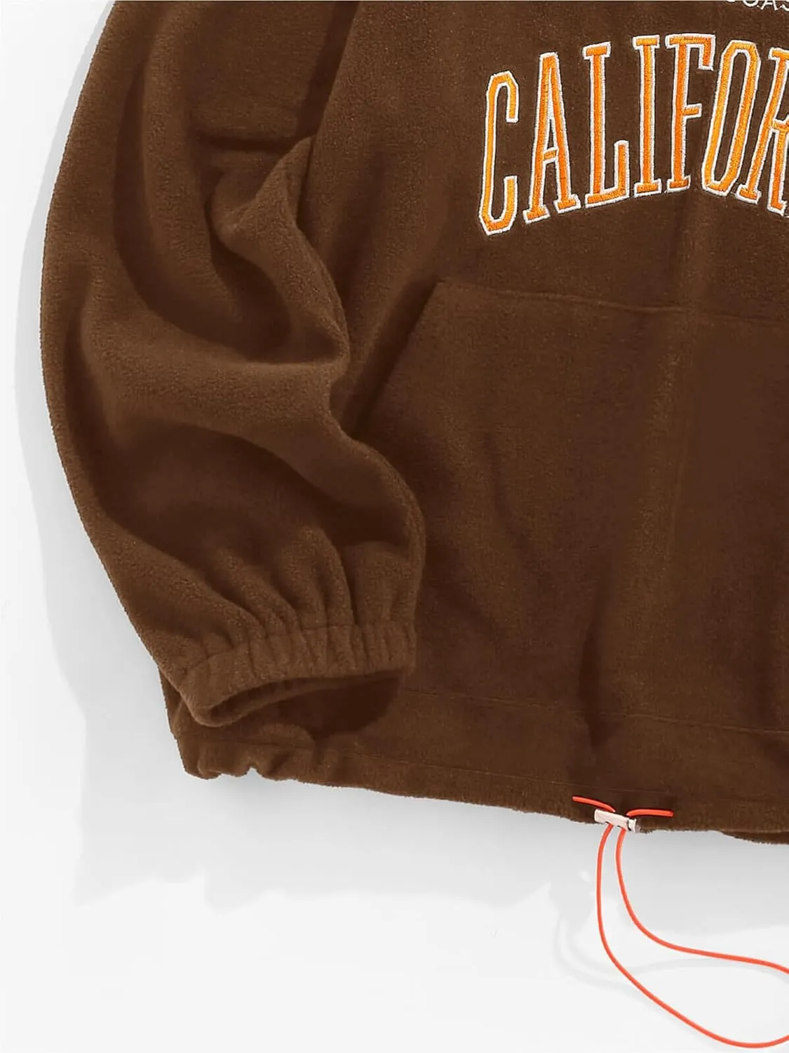 ZAFUL Men's Letters Embroidered Raglan Sleeve Quarter Zip Fleece Vintage Pullover Sweatshirt