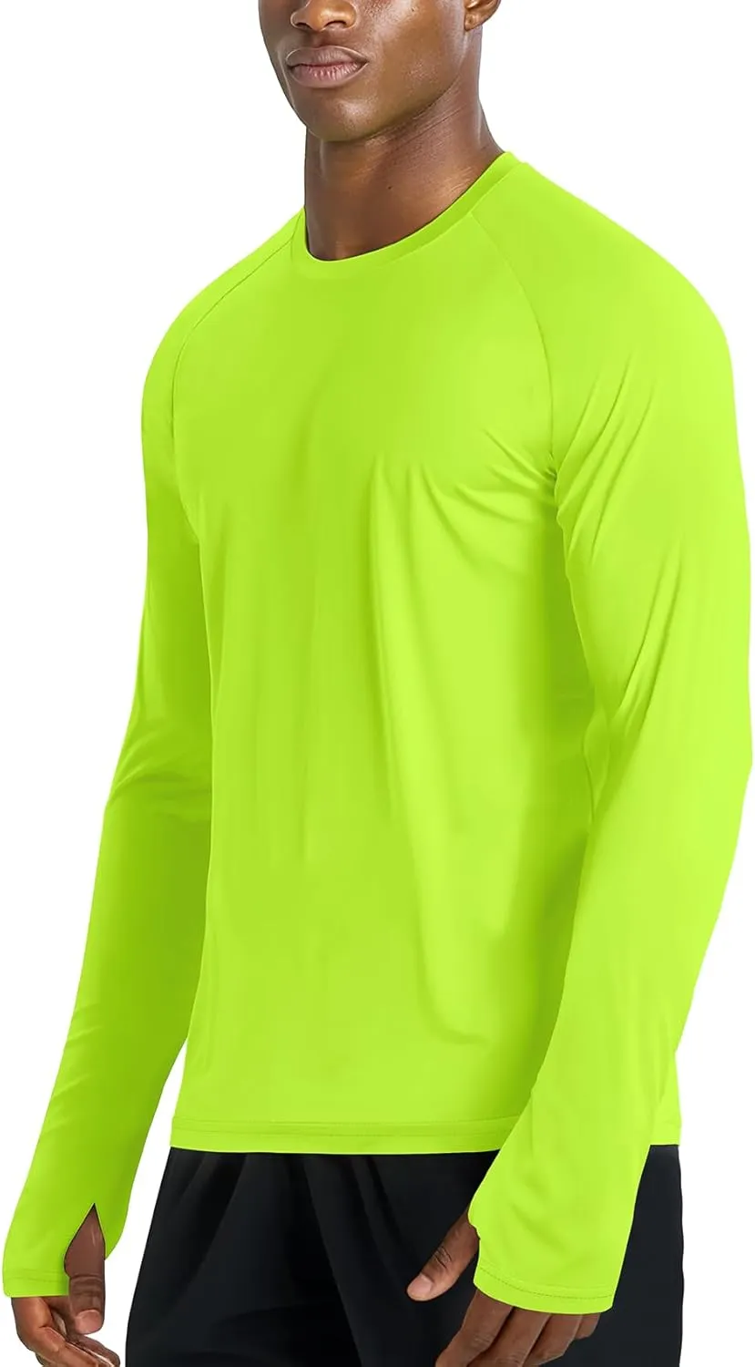 Zengjo Mens Long Sleeve Workout Shirts Light Weight Quick Dry UV/SPF Athletic T-Shirt Running Hiking with Thumb Holes