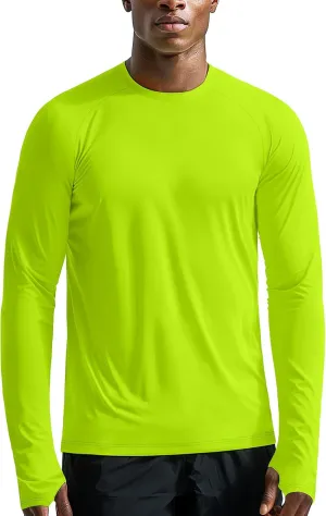 Zengjo Mens Long Sleeve Workout Shirts Light Weight Quick Dry UV/SPF Athletic T-Shirt Running Hiking with Thumb Holes