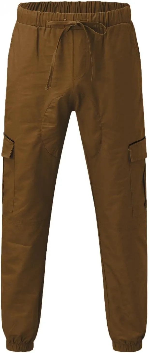 ZHUER Mens Casual Cargo Pants Joggers Pants Stretch Drawstring Sweatpants Cotton Chino Pants Slim Fit Gym Workout Pants