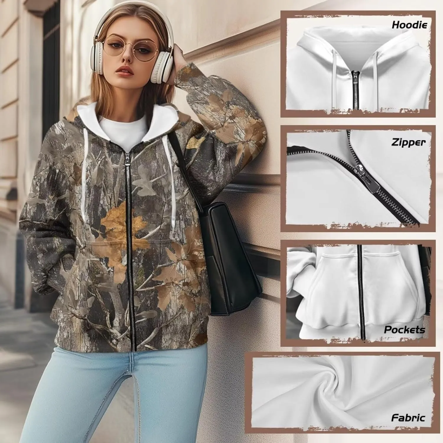 Zip Up Hoodie Fall Sweatshirts for Women Oversized Jacket Fall Clothes for Women 2024
