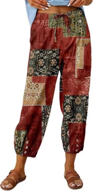 Zontroldy Linen Capri Pants for Women High Waisted Wide Leg Yoga Capris Crop Pants Sweatpants with Pockets