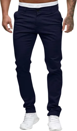ZYXTIM Men's Slim-Fit Wrinkle-Resistant Flat-Front Button Casual Tapered Chino Pant Athletic Jogger Golf Cargo Work Pants